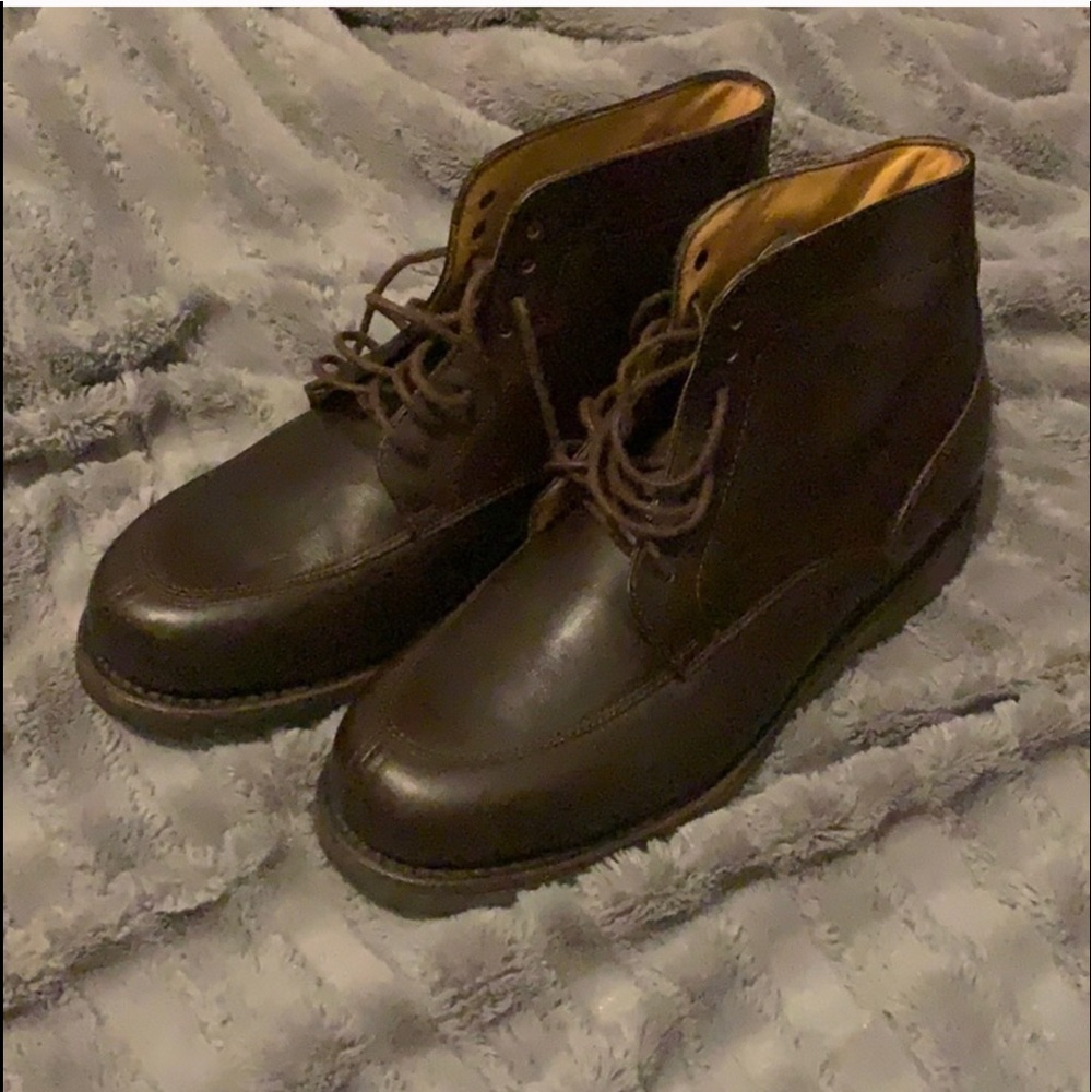 Brown leather boots